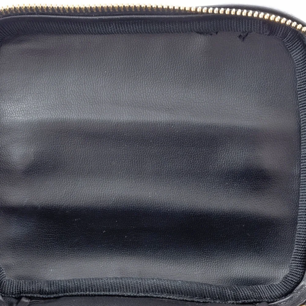CHANEL Black Lambskin Leather Pouch